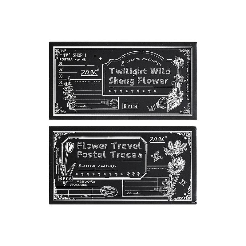 6pcs Botanical Wood Stamps Set, Floral Imprint Journal Seals, English Letter DIY Crafts