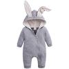 Baby 3d Rabbit Ear Long Romper Cute Long Sleeve Hoodie Jumpsuits Toddler Winter Warm Outwear