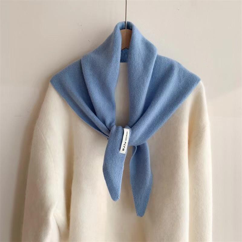 British Korean Triangle Scarf Niche Wool Triangular Scarf Women Headscarf Knitted Scarf Multi-functional Warm Knitted Scarf