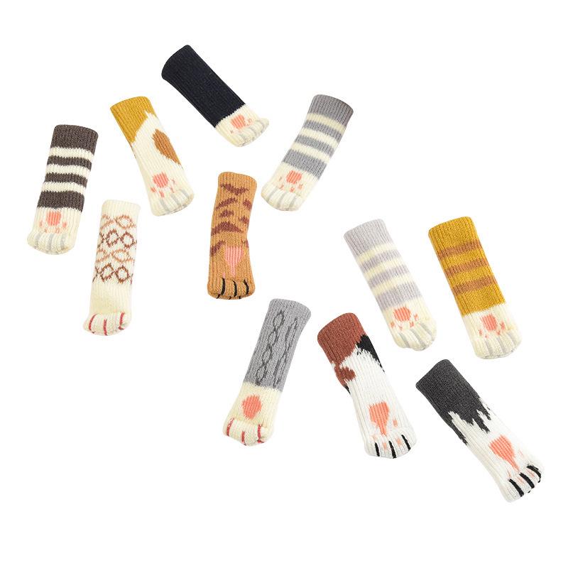 Thickened Knitted Cat Paw Chair and Table Leg Covers - Silent Protection Pads