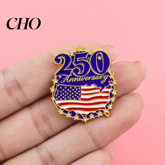 Decorative Brooch For Women Liberty 250th Anniversary Commemorative Pin, American Flag Patriotic Lapel Brooch, Artistic Accessory Metal 250