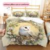 Barn Owl Pattern Bedding Quilt Set  Home Decoration  Gift (1 * duvet cover + 2 * pillowcase  without core)