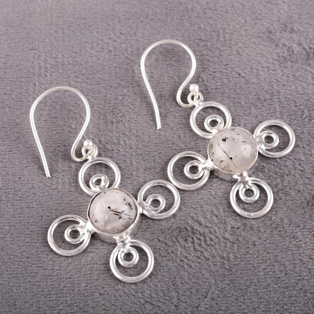 Ювелирные изделия из черного рутила, серьги из цельного серебра 925 пробы с драгоценными камнями, серьги ручной работы, на День памяти