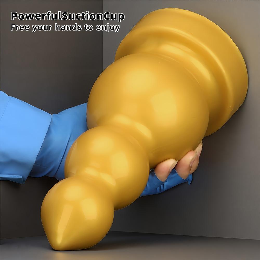 Большая Золотая Силиконовая Анальная Пробка с Резьбой Реалистичный Дилдо Игрушка для Взрослых Секс для Пары Фистинг