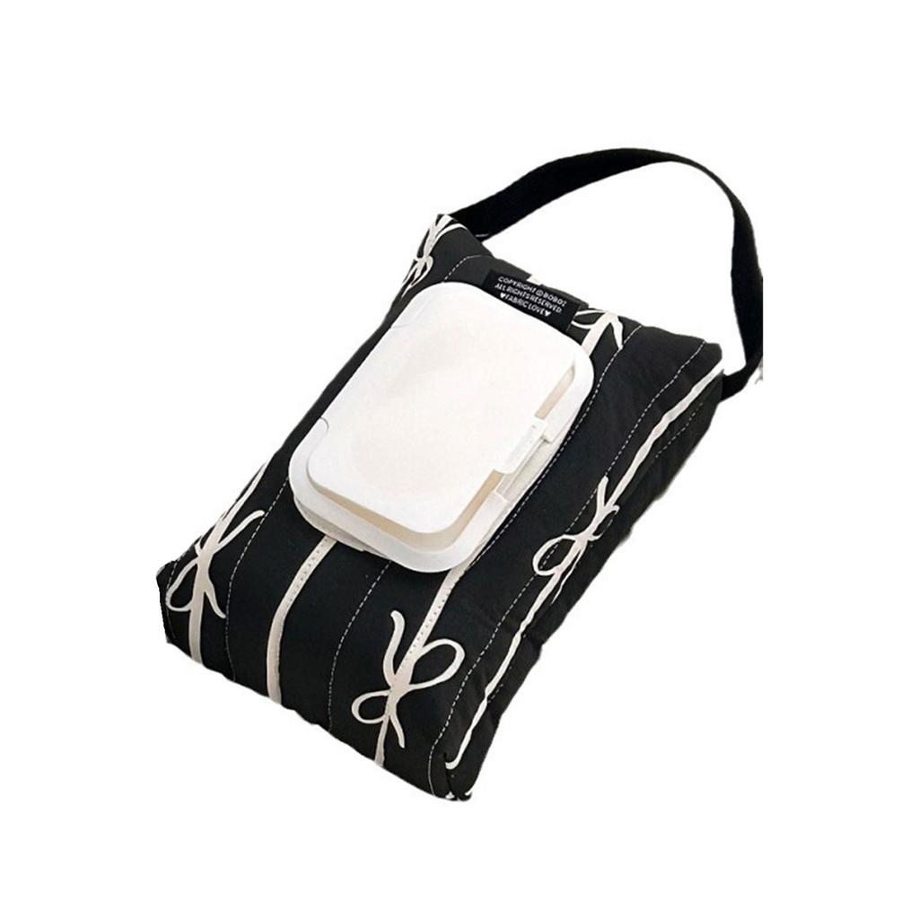 Прочный хлопковый набор для хранения влажных салфеток, стеганый бант с полосками, мягкий держатель для салфеток для путешествий для мам, которые всегда в пути