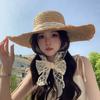 Женская летняя кружевная плетеная шляпа из соломы, дышащая шляпа от солнца, пляжная шляпа с широкими полями для отпуска