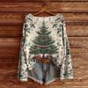 Women's Christmas Print Lightweight Sweater Casual Long Sleeve Knitted Pullover
