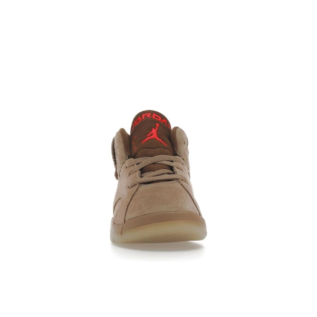 Детские кроссовки Travis Scott x Air Jordan 6 Retro TD British Khaki Tan Sail Ярко-Малиновые DH0692-200