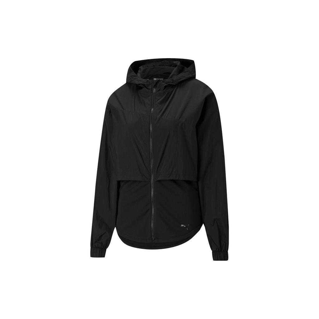 Puma Куртка с капюшоном и логотипом, однотонная, женская, черная 520271-01