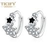 Cute Star Buckle Simplicity Inlaid Zircon Drop Glue Black Pentagram Earrings