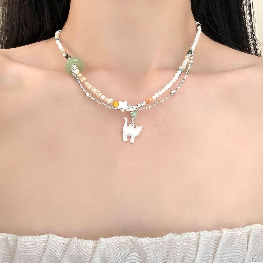 Ожерелье из натурального камня с бусинами для женщин - Роскошный чокер-цепочка на ключицу 2025