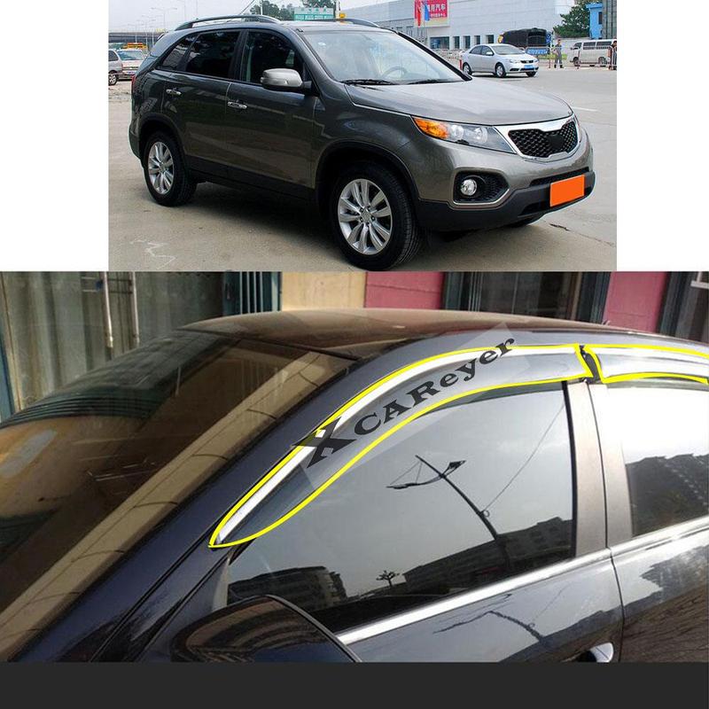 Для KIA Sorento 2003 2004 2005 2006 2007 2008 Стайлинг-наклейка на кузов автомобиля Пластиковые дефлекторы окон (ветровики) Защита от дождя/солнца Вентиляционные детали