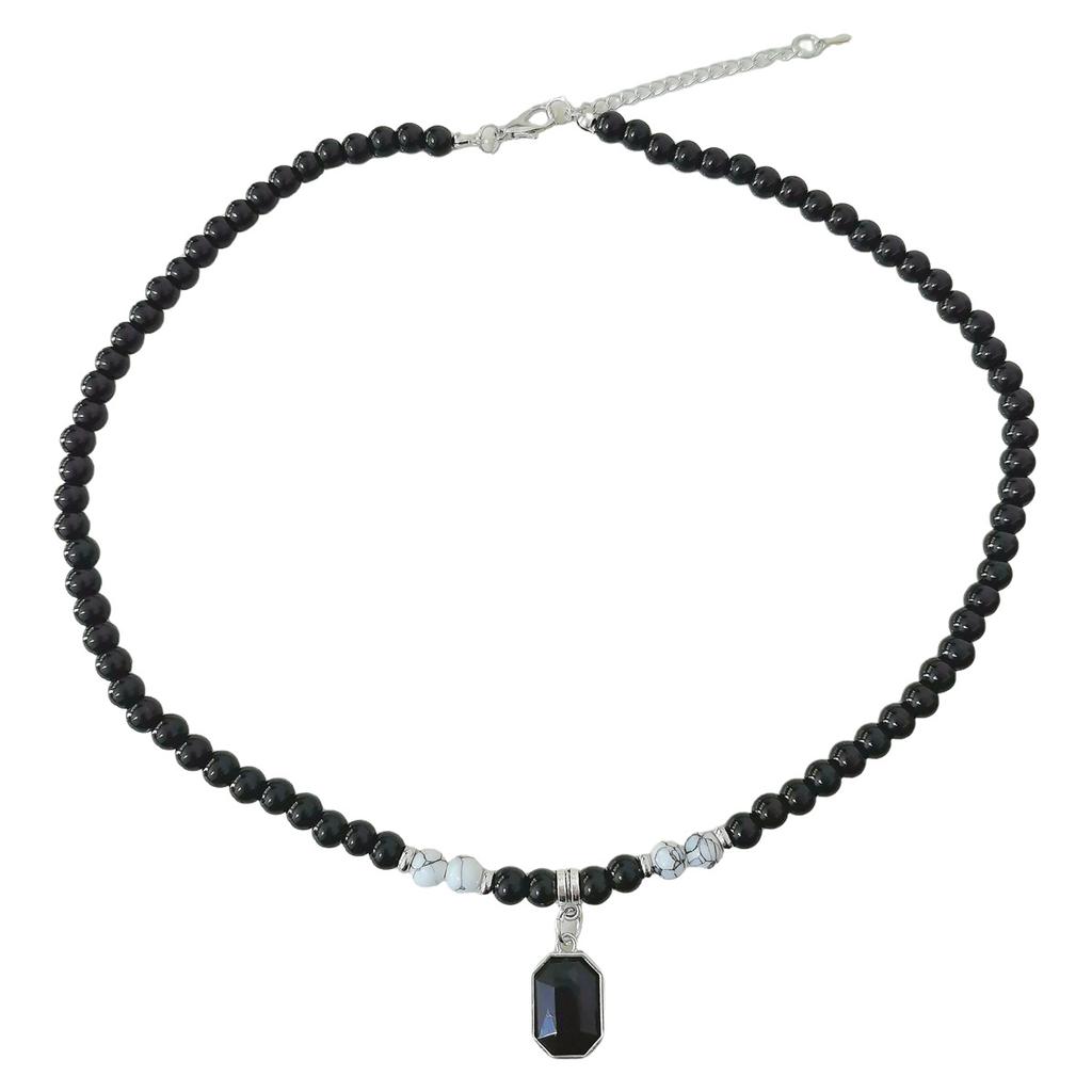 Men's Beaded Square Pendant Necklace Premium New Chinese Personality Design Versatile Accessories ins Accessories