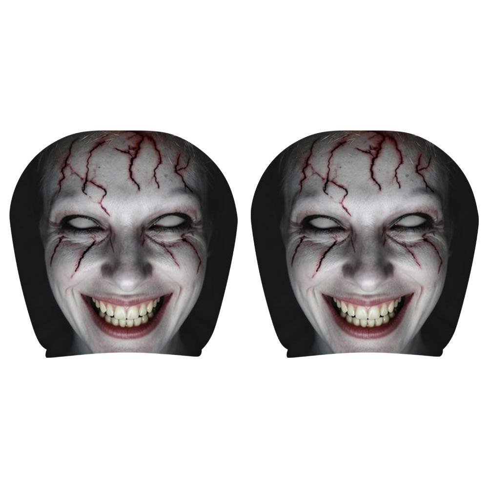 2Pcs Cartoon Car Headrest Covers Exaggerated Car Seat Headcover Halloween Christmas Holiday