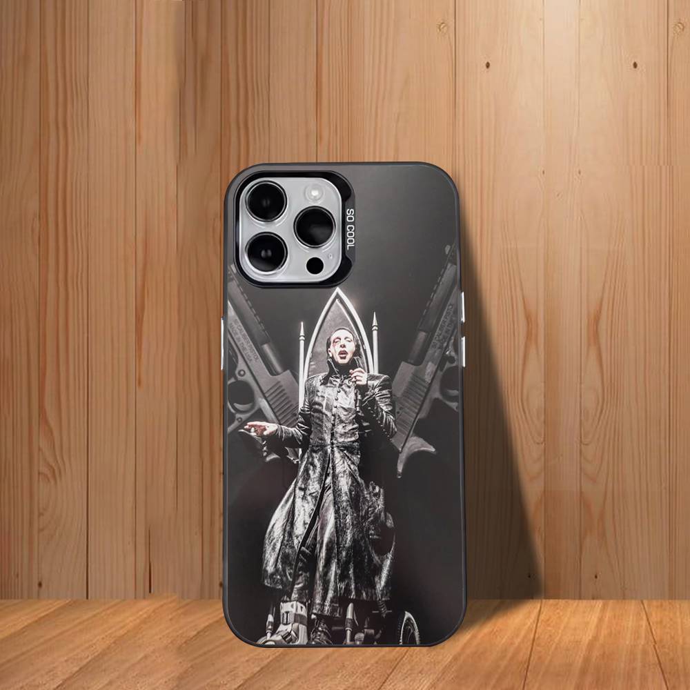 M-Marilyn M-Manson Singer Phone Case For iPhone 17,16,15,14,13,12,11,Mini,Pro,SE,MAX White Matte Shockproof Cover