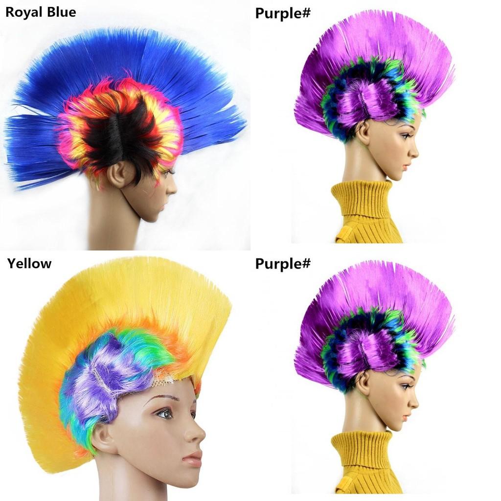 Vibrant Rainbow Purple Festive Wig Funny Party Accessory Hen Crest Headwear