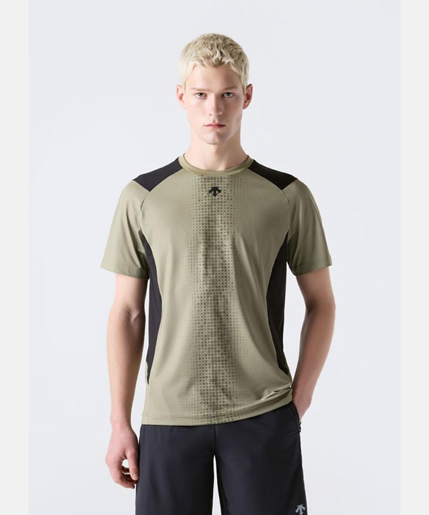 Мужская футболка с коротким рукавом DESCENTE Colorblock с графическим принтом Светло-хаки Sr321Tts73 (Тип Б)