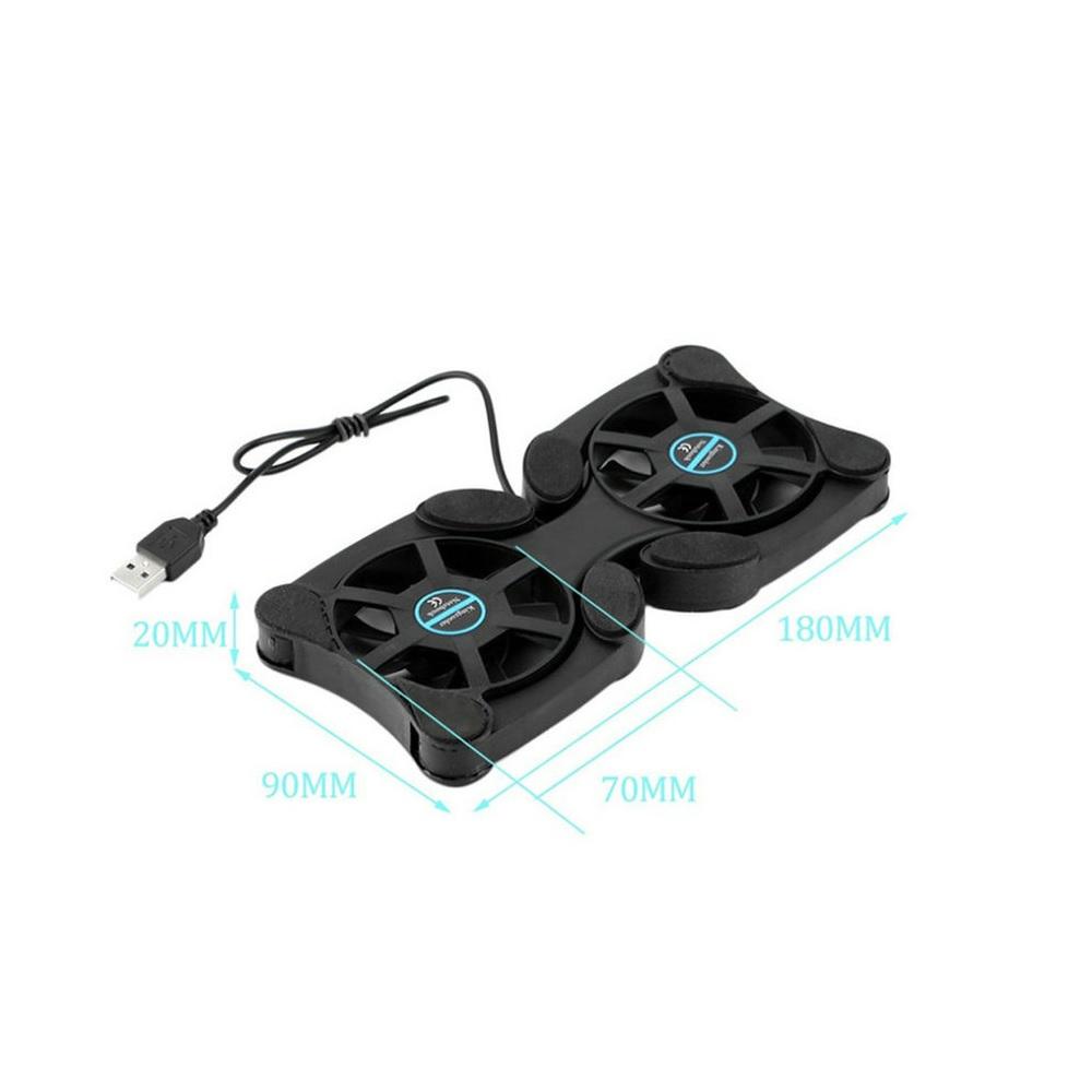 USB Dual Laptop Cooling Adjustable Fan Pad Foldable Slim Fans Cooler Stand