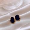 Серьги из серебра S925, корейские, ретро, черные, геометрические, роскошные