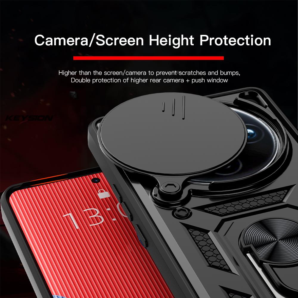 KEYSION Противоударный защитный чехол для VIVO X100 Pro 5G, защитное кольцо для объектива камеры, подставка, задняя крышка для телефона для VIVO X100 Pro