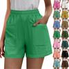 Women's Solid Color Pants Fashionable Pocket Elastic Waist Casual Shorts