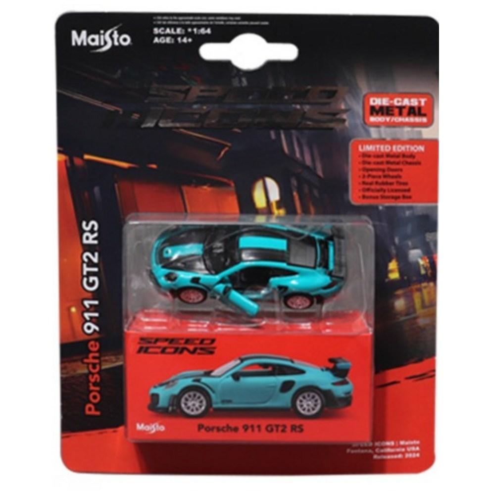 Майсто 1:64 Иконки Скорости Porsche 911 GT2 RS Литая Модель Автомобиля с Открывающимися Дверями, Синий