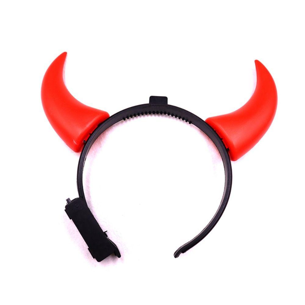 Red LED Light LED Headband Bull Horns Devil Hair Hoop Durable Party Headwear Cosplay Costume
