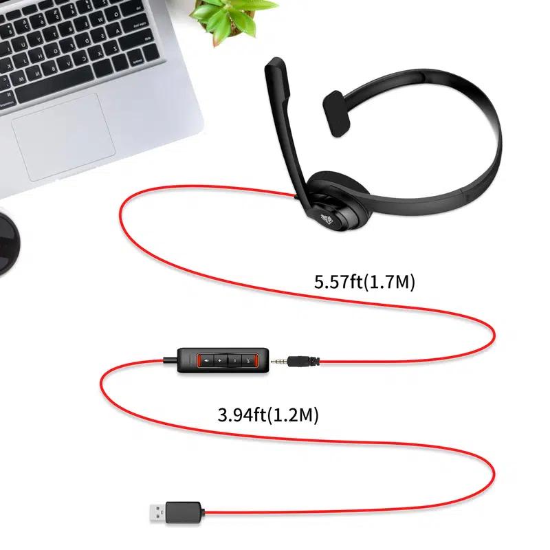 Наушники NUBWO HW02 USB с микрофоном с функцией шумоподавления, накладная проводная гарнитура для офисного колл-центра для вебинаров по Skype, встроенное управление