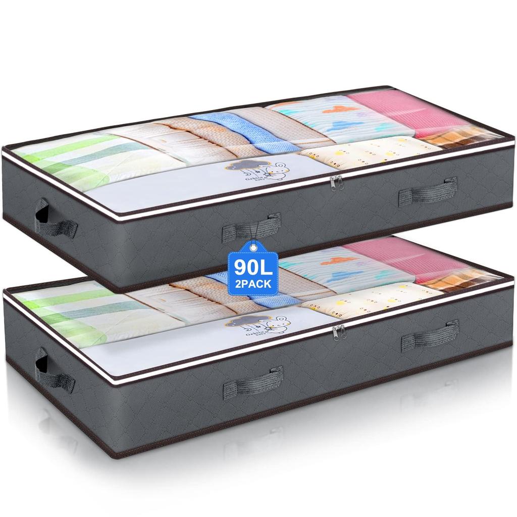 Foldable Under Bed Storage Containers with Clear Window Underbed Toy Organizers and Clothing Storage Bags Closet Storage Bins