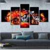 Home Modern Wall Art Printed Canvas Pictures Decor 5 Pieces Fire Burn Motorcycle Abstract Painting Poster Modular Frame Artworks