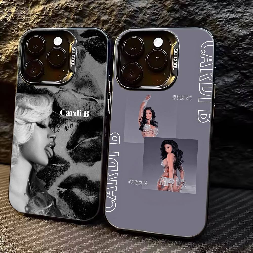 Чехол для телефона в стиле Хип-хоп C-Cardi B для iPhone 17,16,15,14,13,12,11 Plus,Pro Max,XS, Цветной Серебристый Черный Чехол