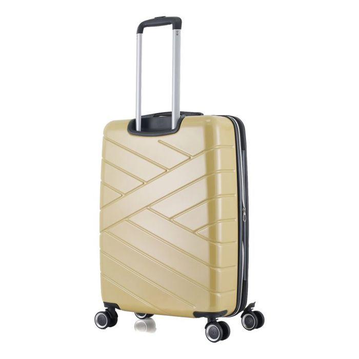 Set of 3 Expandable Rigid Trolley Polycarbonate Suitcases - LYS Paris 395/3 - 393 &; 395 Mustard