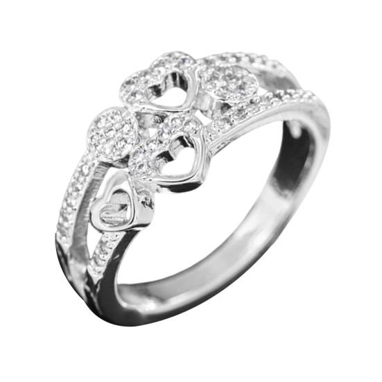 Yousheng Кольцо с полым сердцем любви Женское кольцо-заявление со стразами Сверкающее обручальное кольцо Кольцо для помолвки Свадебное кольцо Подарок на День святого Валентина для нее