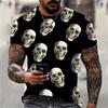 Summer Round Neck 3D Horror Skull Graphics Print Top Fashionable Casual Short Sleeved Men's T-shirts