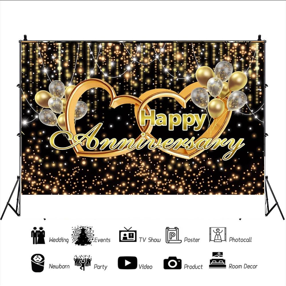 Фон для вечеринки в честь годовщины 180*110 см, украшение из золотого и белого баннера, золотые капельные блестки, хрустальные принадлежности для фотосъемки