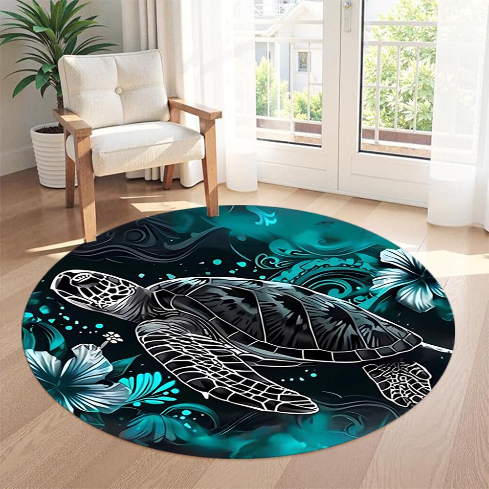 Sea Turtle Round Carpet Design for Game Room Dormitory Bedrooms Study room Antislip Round Carpet Decorate Offices Birthday Christmas Gift