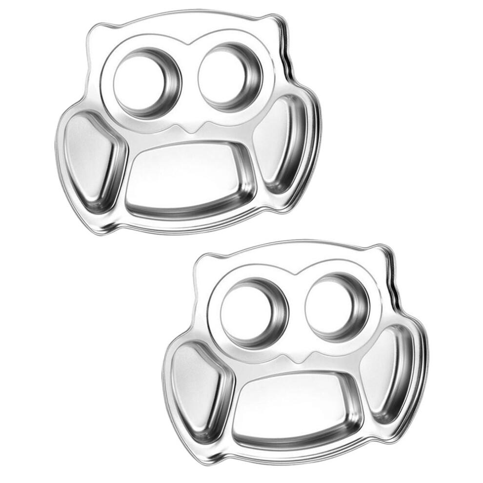 Metal Toddler Plates Silver 2pcs 11.32x9.04x1.57in
