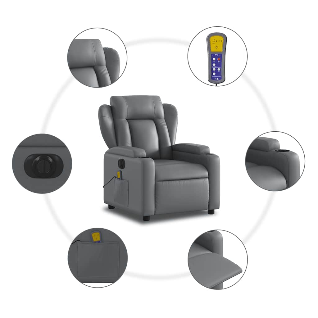 Electric Massage Chair Grey Artificial Leather