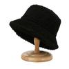 Winter Lamb Plush Sun Protection Pure Color Caps Lambwool Bucket Hat Korean Style Caps Female Hats