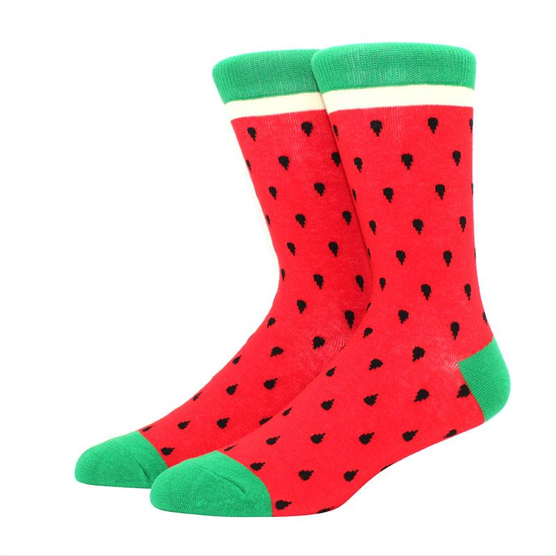 1 пара забавных мужских носков с рисунком фруктов, бананов, фламинго, лимонов, яиц, ленивцев, пиццы, счастливых носков для скейтбординга в стиле Харадзюку