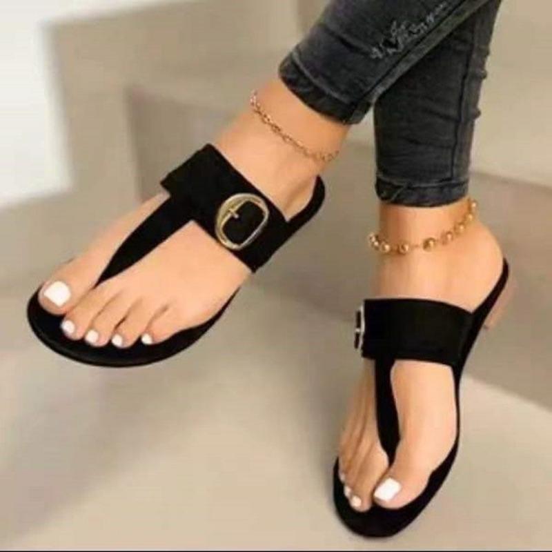 Summer New Women's Sandals Fashion Clip Toe Flat Women's Flip Flops Beach PU Leather Casual Ladies Flats Slippers Zapatos Mujer