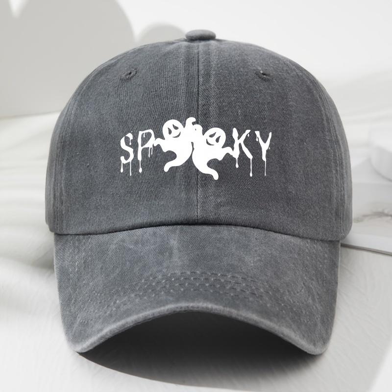 Unisex SPKY Halloween Black Humor Print Soft Top Baseball Cap Adjustable Outdoor Sports Hat