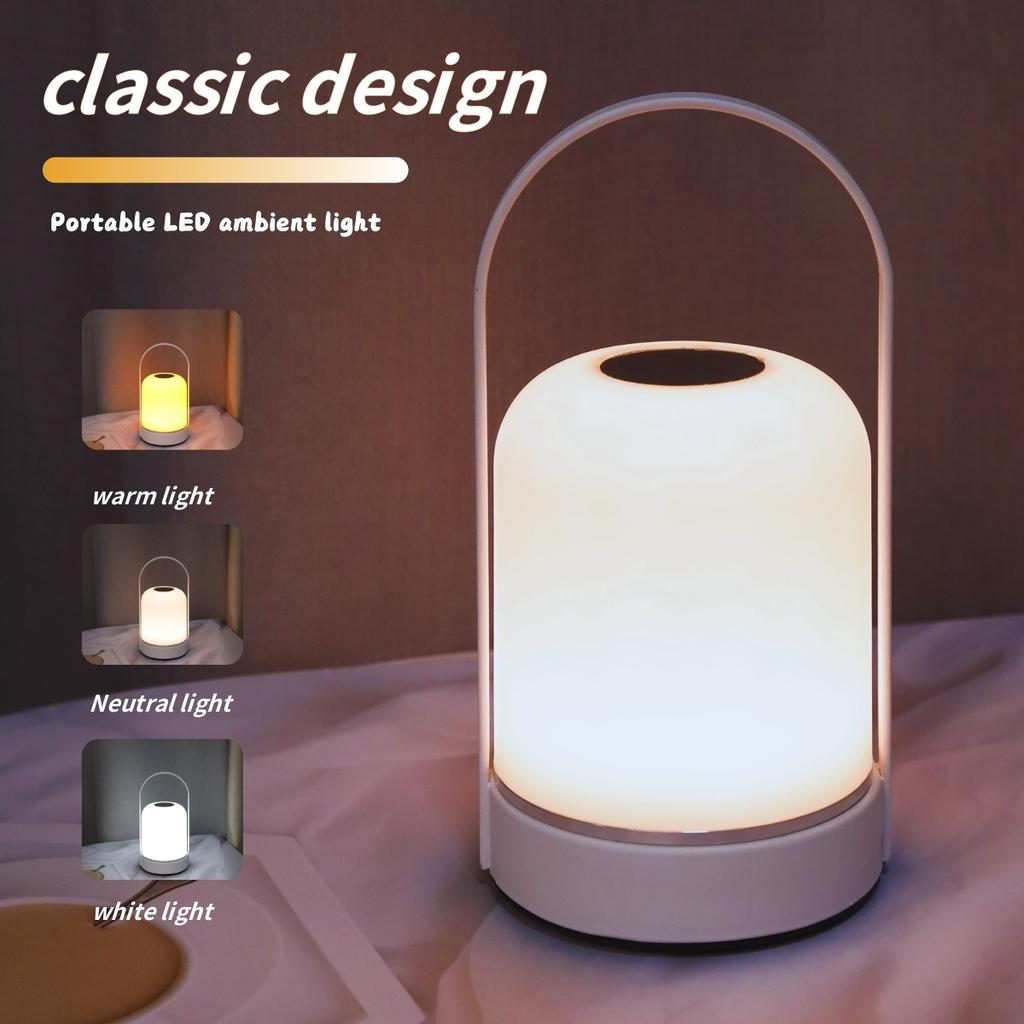 Portable USB Charging Night Light Tri Color Dimming Lamp for Restaurants Bedrooms Bars Outdoor Camping