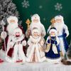 Santa Claus Snow Maiden Candy Bucket with Music Storage Bag Plush Doll Christmas Decoration Gifts New Year Ornaments Decor