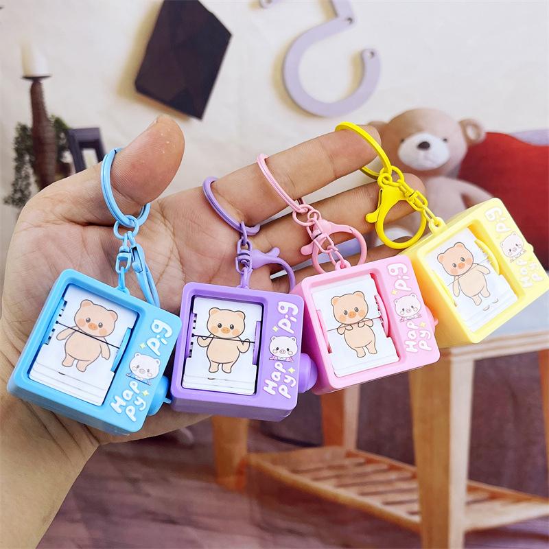 Забавный Капибара Свинья Флипбук Анимация Машина Брелок Творческий Мультфильм Масло Медведь Анимация Брелок Сумка Подвеска Ключ Детский Подарок