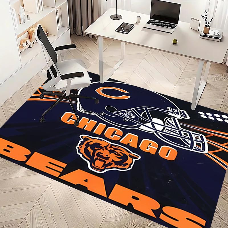 1pc Chicago Bears logo Print Area Rug - Soft, Washable Non-Slip Indoor Mat, Living Room, Home Office Decorative Rug,Office Decorative