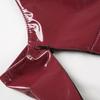 High Street Sexy Babes Chic Beauty Back Camisoles American Style PU Glossy Backless Cropped Trim Tops Fashion V-neck Red Vest