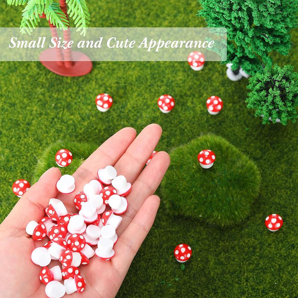 50Pcs Tiny Resin Mushroom Mini Mushrooms Miniature Figurines for Micro Garden Landscape Terrarium Crafts Decoration