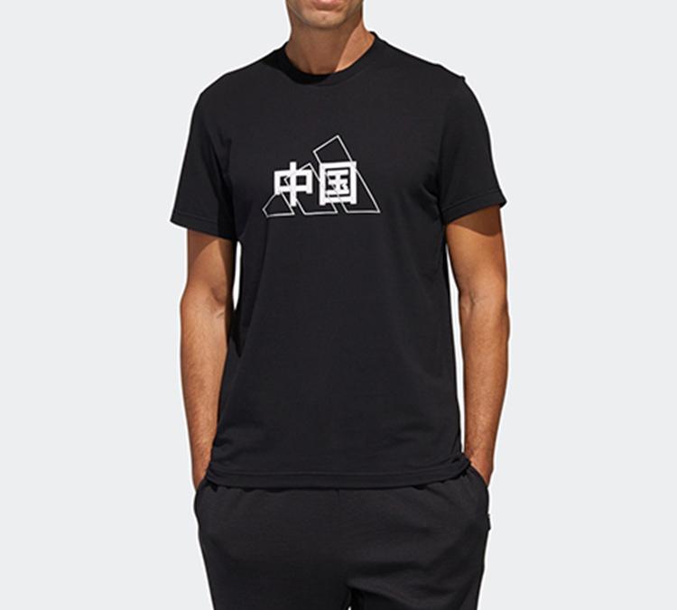 Adidas T Shirts Men's Black Crew Neck Moderate Straight Fit GL5635