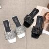 Cool Slippers Women's New Sequined Open-toed Slippers Flat-bottomed Women's Slippers